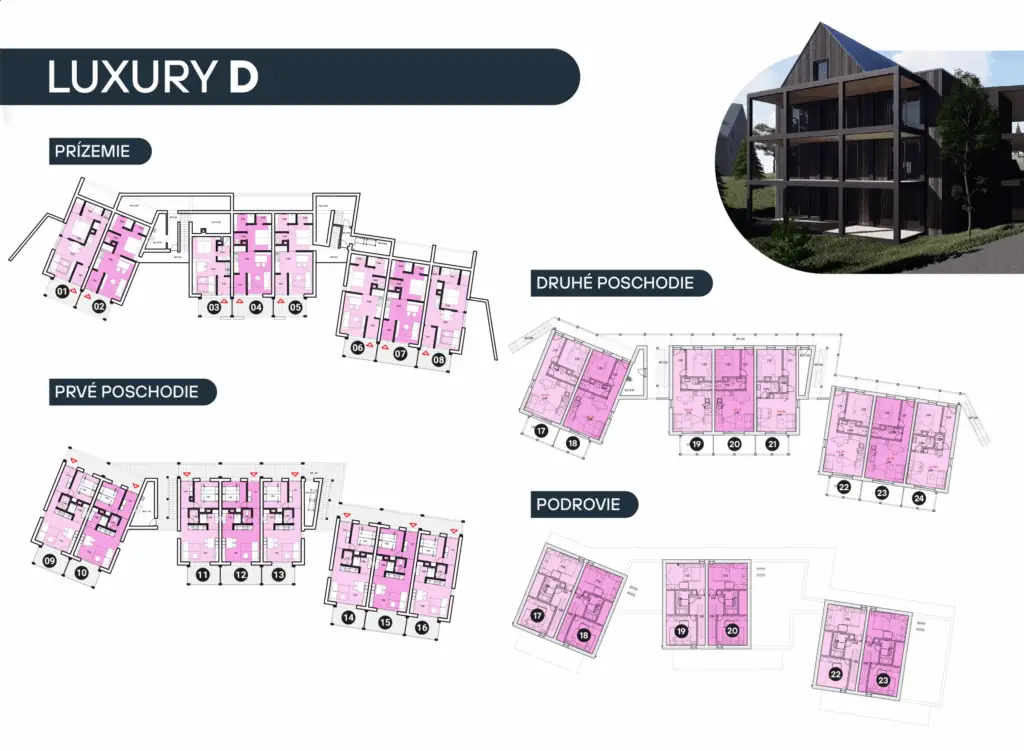 Pôdorysy a vizualizácia: Apartmánový dom LUXURY D