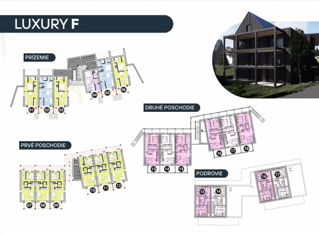 Pôdorysy a vizualizácia: Apartmánový dom LUXURY F