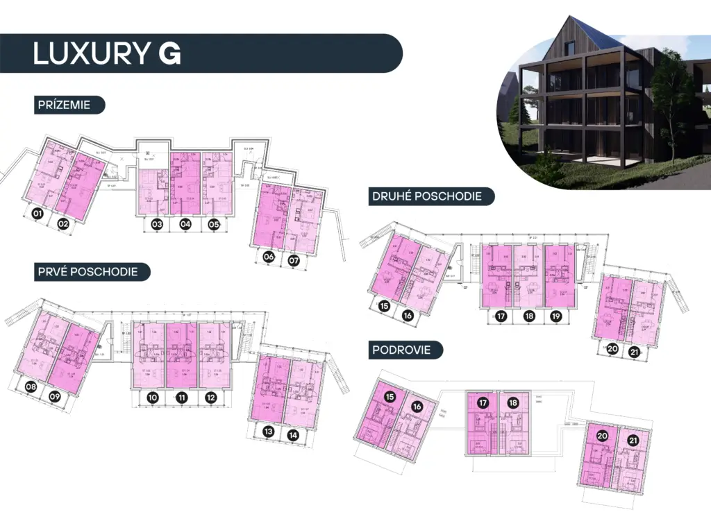 Pôdorysy a vizualizácia: Apartmánový dom LUXURY G